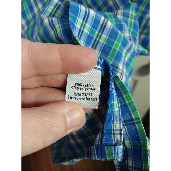 Croft&Barrow Men's XL Shirt Blue Green Plaid Collared Button Shirt Sleeve - Picture 8 of 10